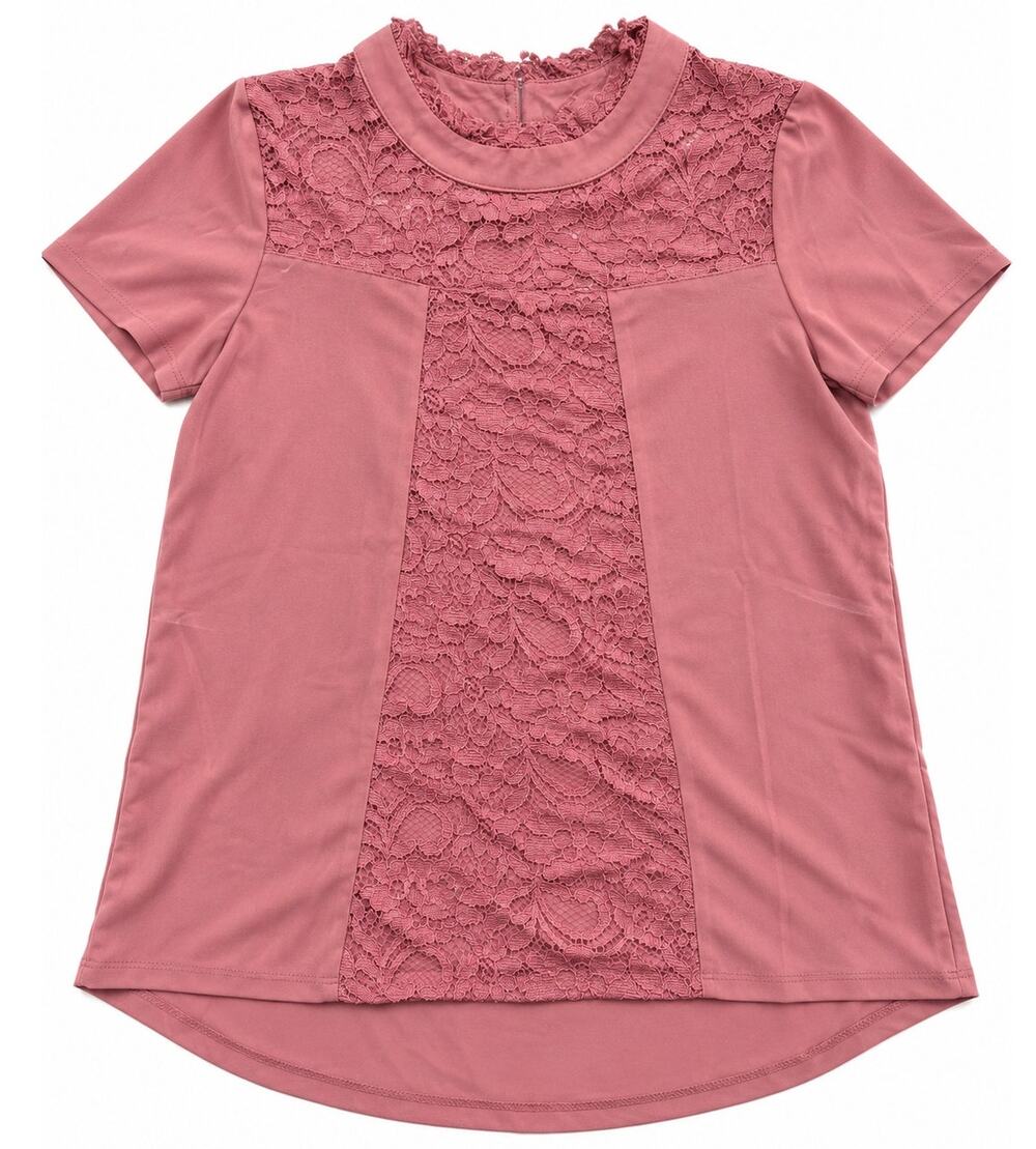 Love Scarlett Women’s Petite Small Dusty Rose Lace Short Sleeve Top PS